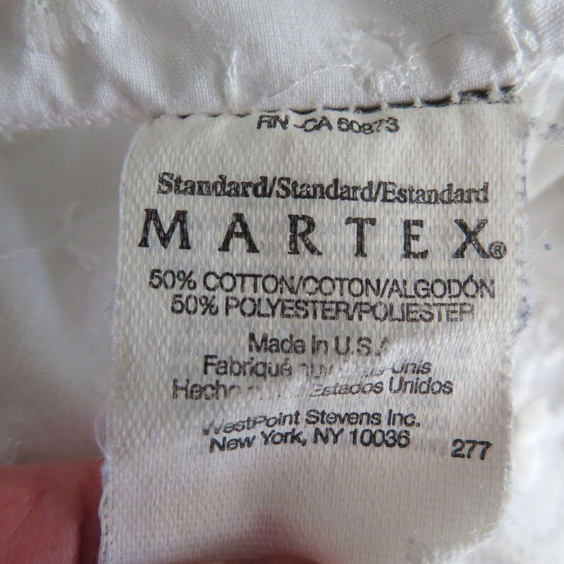 Vintage Martex Vitt Standard Örngott Med En Öppning Med Broderad Fåll Tillverkad I USA bild 6
