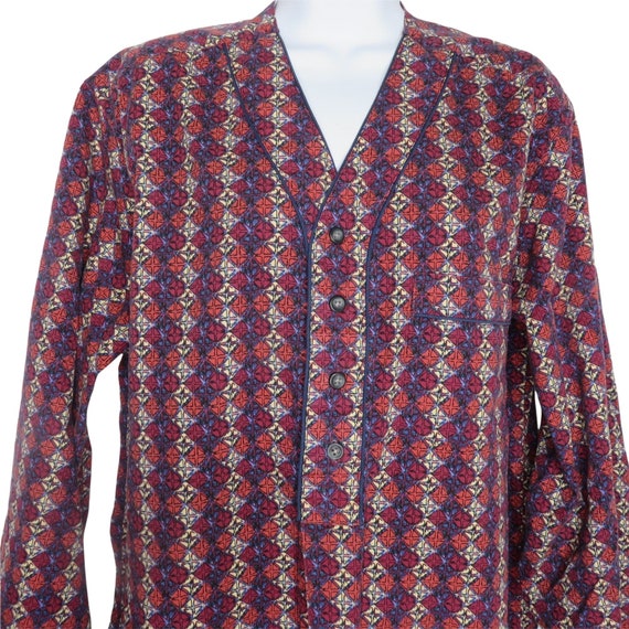 Vintage Nordstrom Night Shirt Gown M Blue Red Imp… - image 3