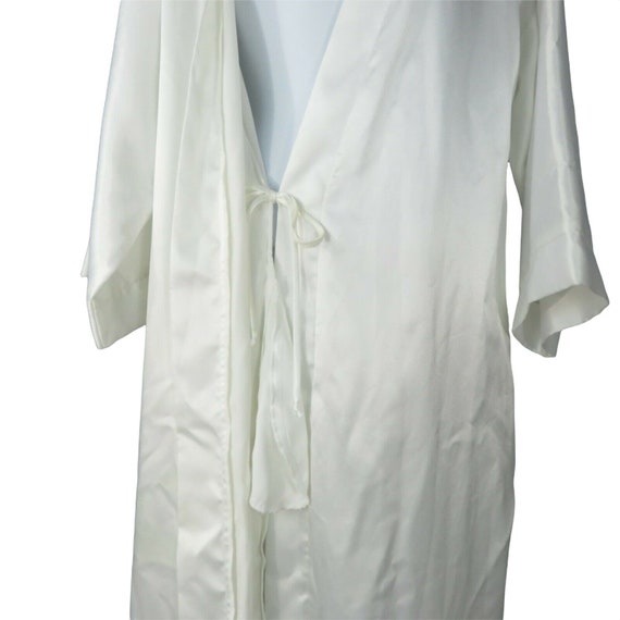 Vintage Dentelle Long White Kimono Robe L Belted … - image 7