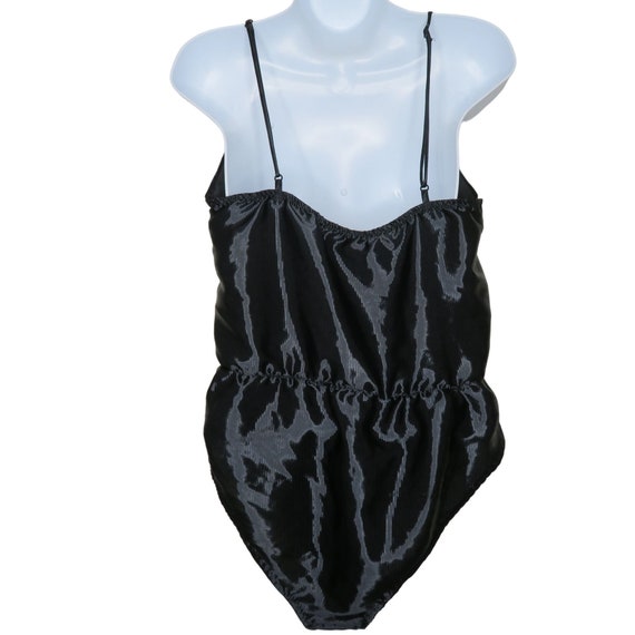 Vintage Delicates Black Satin Teddy One Piece S S… - image 10