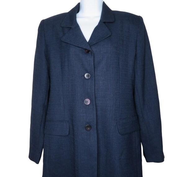 Vintage 90s Navy Blue Overcoat Trench Coat 10 Mid… - image 1