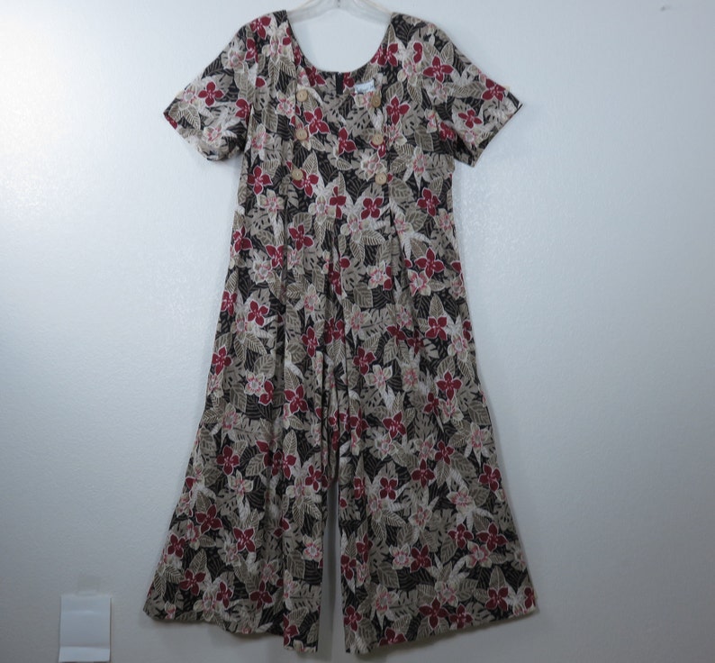 Vintage Jeffrey /& Dara by Linda Hutley Womens Size 16 Floral Pleated Romper Jumper Jumpsuit 100/% Rayon Made in USA