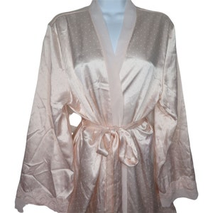 Vintage Linea Donatella Dressing Kimono Robe L Pink Poka Dot Attached ...