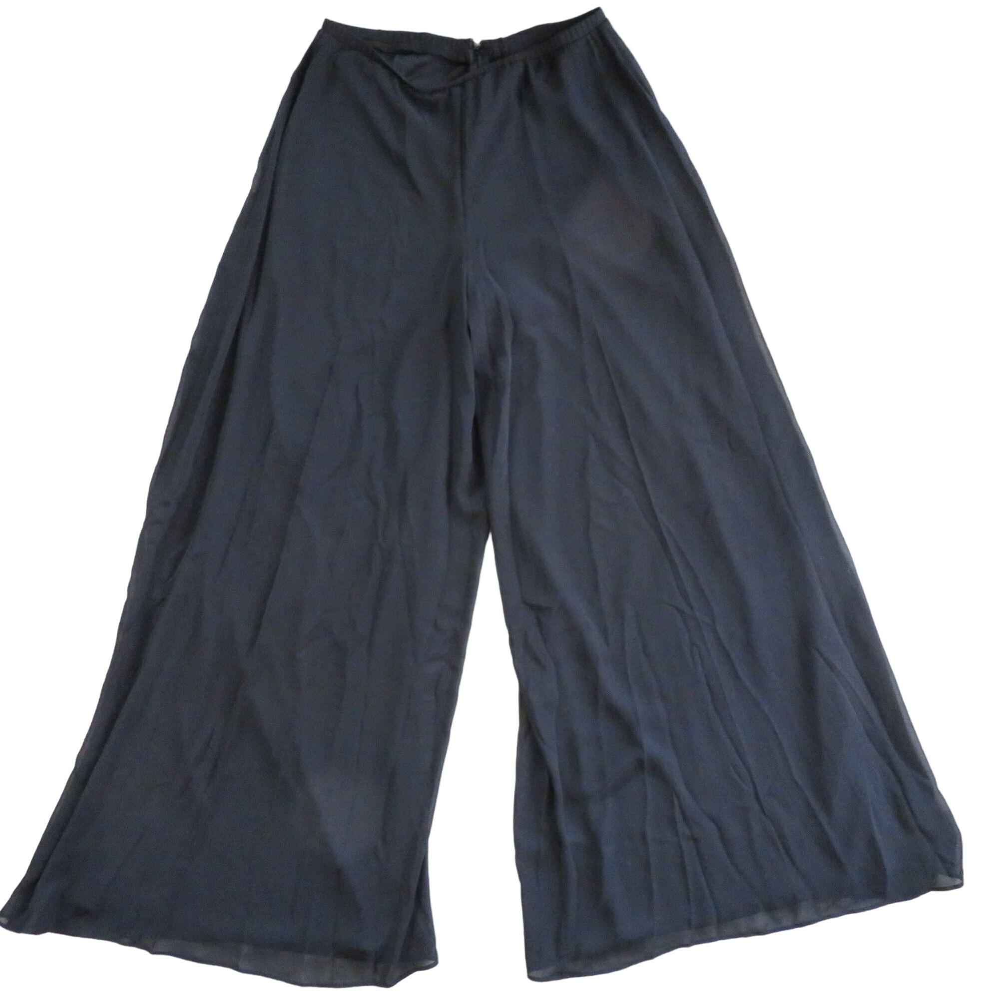 【極太 】Black Wide Slacks Vintage Vintage 80s/90s MSK Black Wide Leg Pants S Sheer Overlay Palazzo