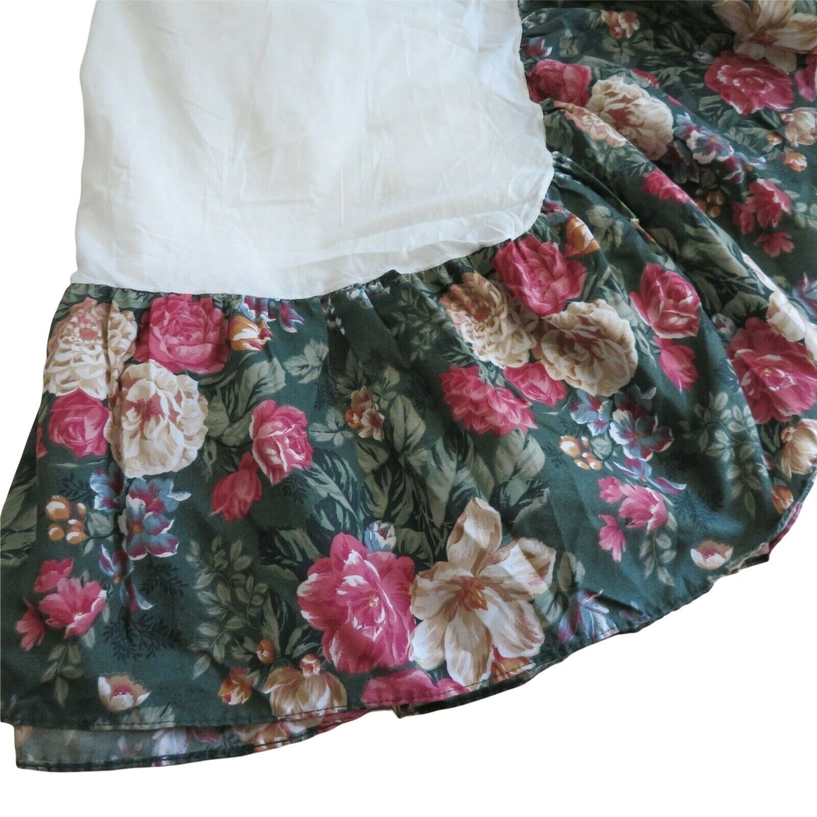 Vintage Queen Size Floral Bed Skirt Green Cottage Core Country Etsy