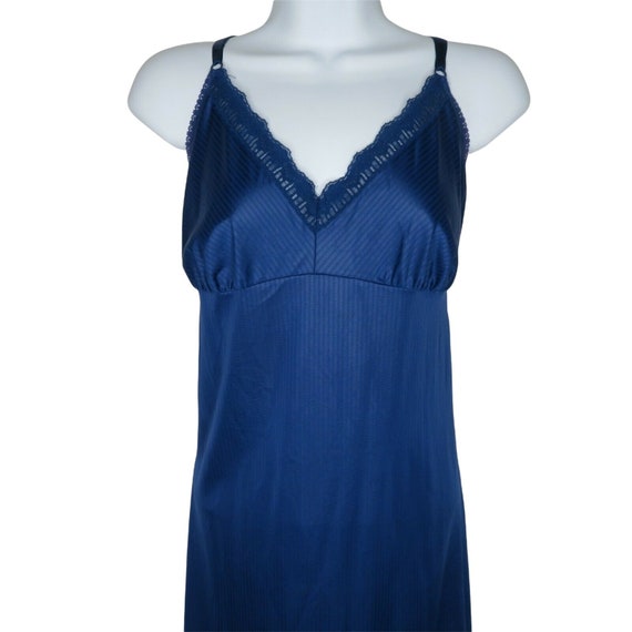 Vintage 70s Maidenform Royal Blue Full Slip Dress… - image 7