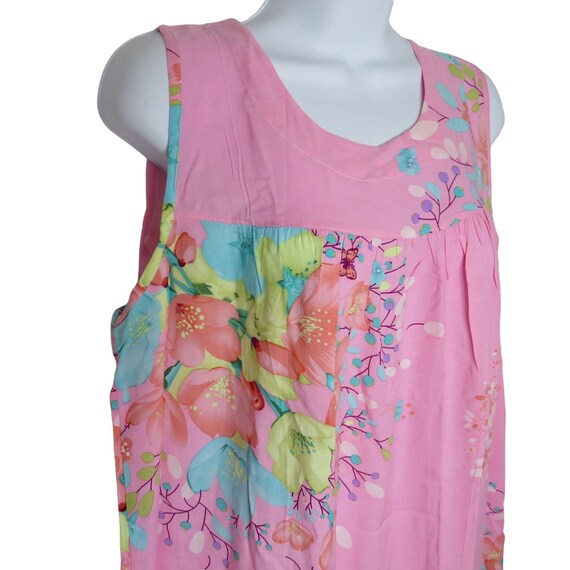 Vintage Womens New Pink Floral Shift Tank Dress M… - image 7