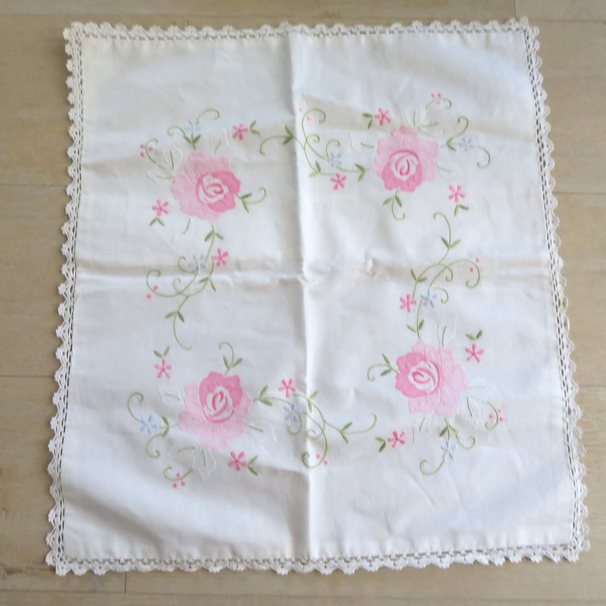 Housse D'oreiller Vintage 'Home Sweet Home' – Broderie Fait Main Sur Lin, Fleurie, 18x18