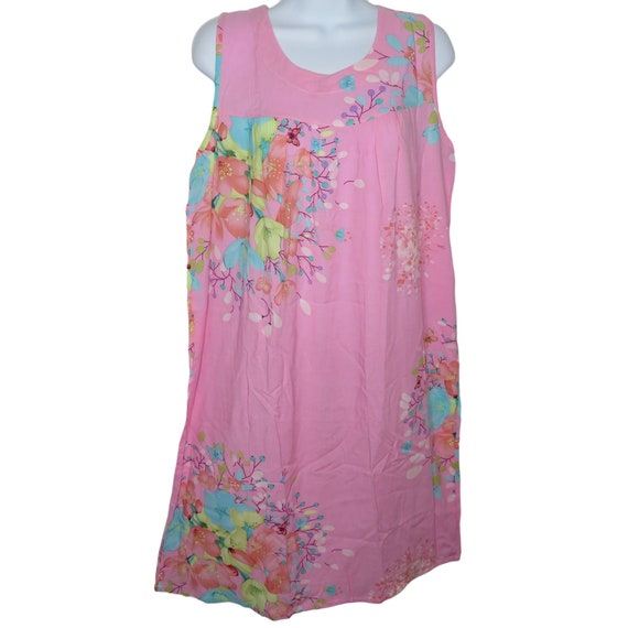 Vintage Womens New Pink Floral Shift Tank Dress M… - image 5