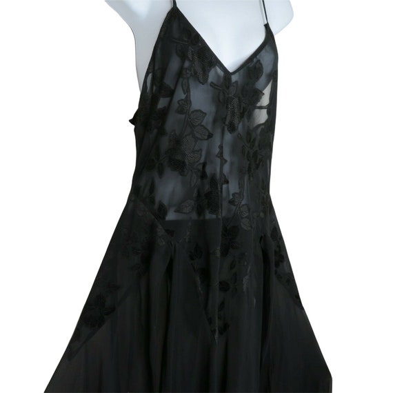 Vintage Morgan Taylor Sheer Black Slip Nightgown … - image 5