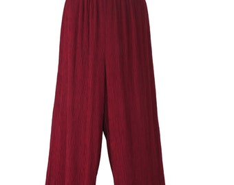 Vintage 80s Neiman Marcus Red Crinkled Lounge Pants - Size Medium