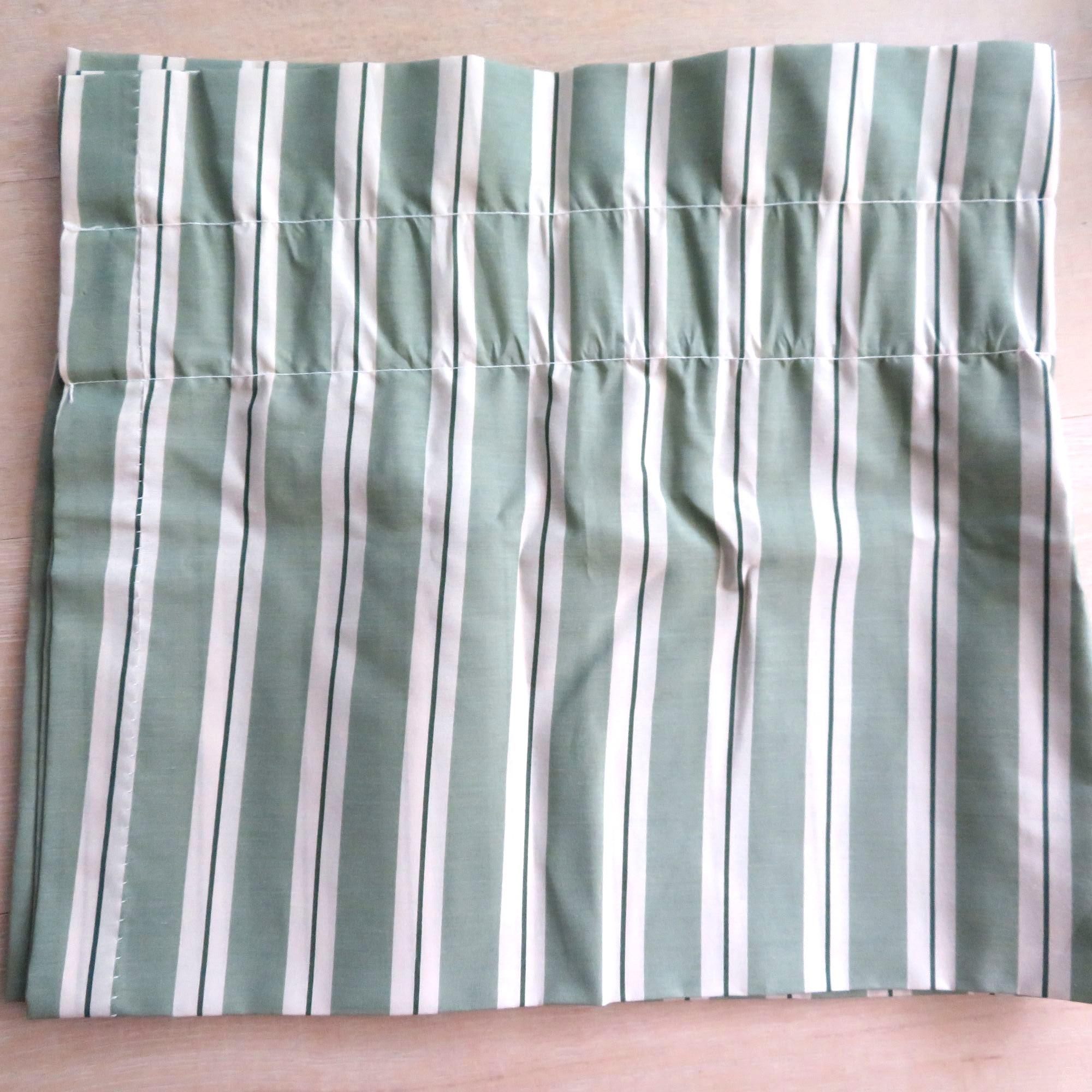 Vintage Springs Blouson Valance Beige Green Stripe 18" x 84" Country