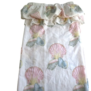 Vintage JC Penny Fabric Shower Curtain Blouson Valance Ruffle Pink Seashells USA Made
