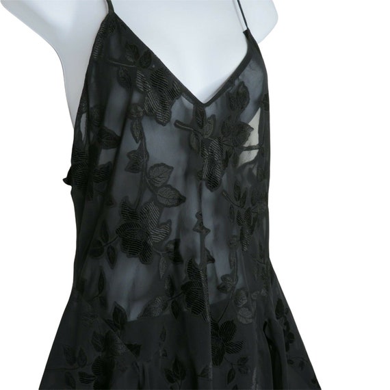 Vintage Morgan Taylor Sheer Black Slip Nightgown … - image 7