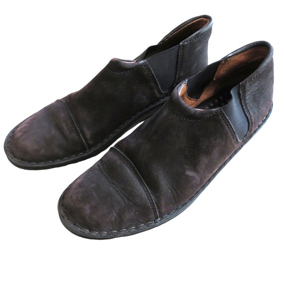 Vintage 90s Josef Seibel Brown Suede Leather Slip… - image 1