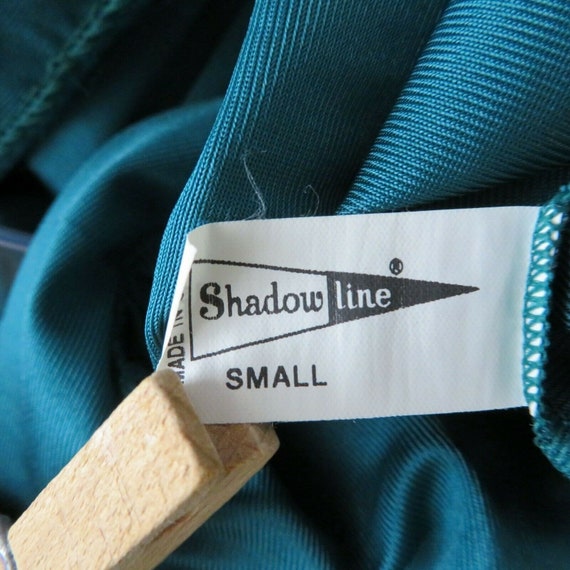 Vintage 70s Shadow Line Long Teal Green Nightgown… - image 5