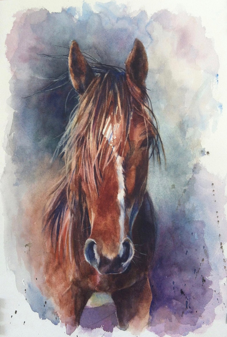 Original Watercolour painting, One of a kind, horse, western artChristmas gift image 1