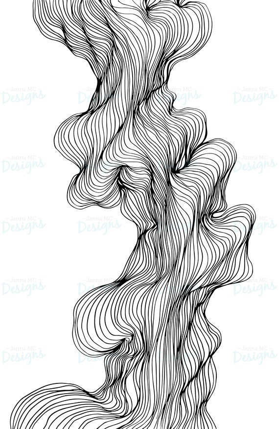 Buy Abstract Line Art Digital Download, Black and White Modern Drawing,  Organic Line Shape Design Online in India 