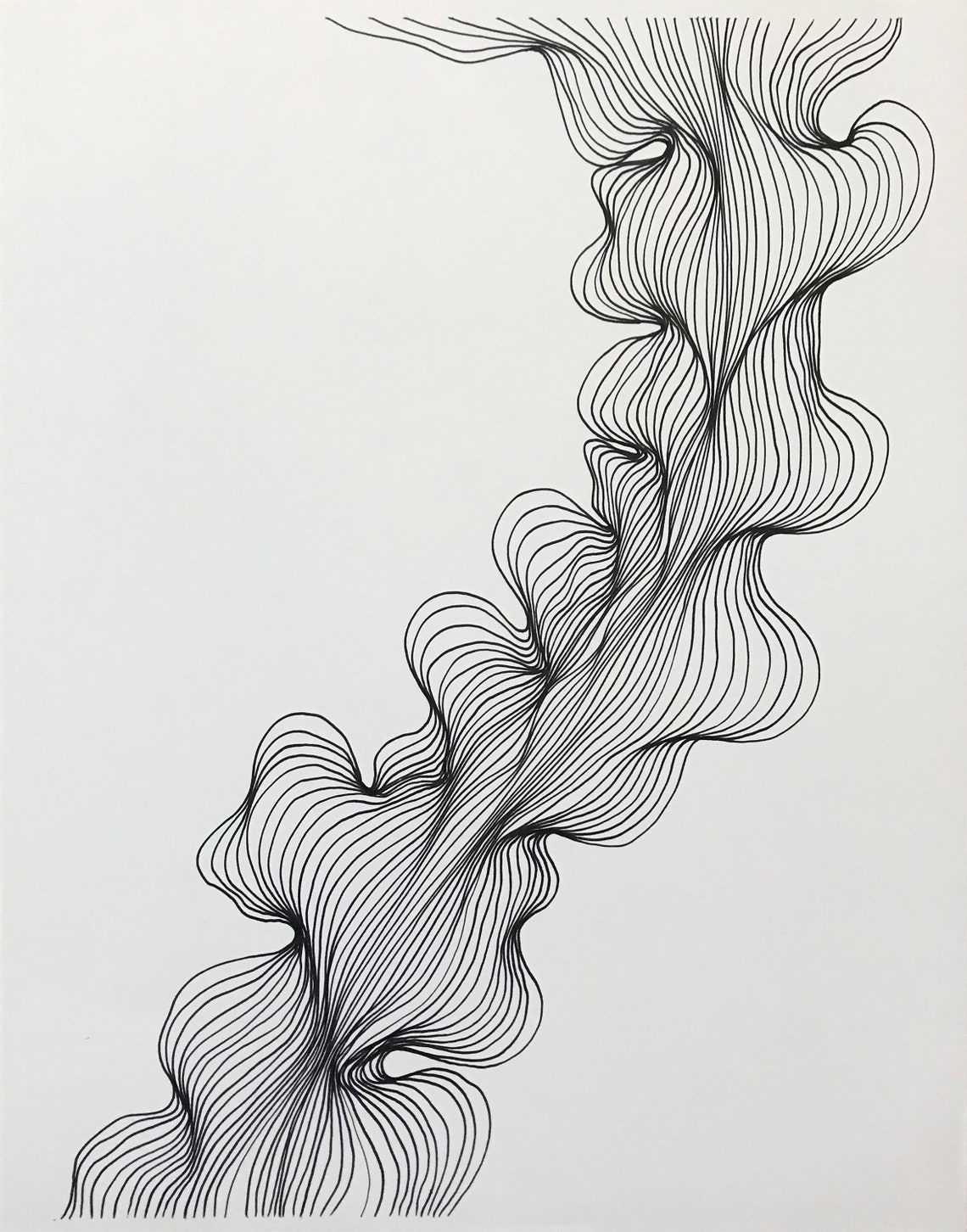 Original Line Drawing / Abstract Line Drawing / Black and White Modern ...