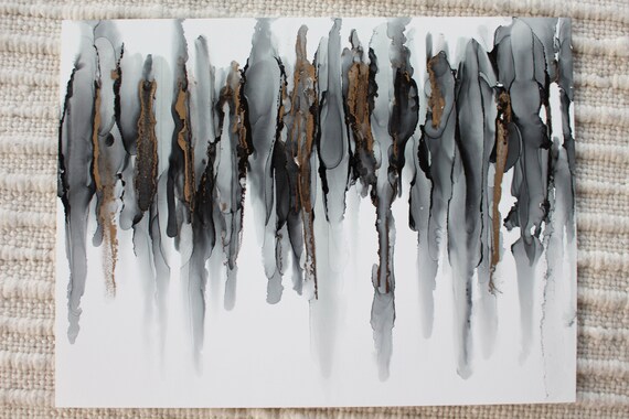 Black, White, and Gray Abstract: Original Alcohol Ink Painting