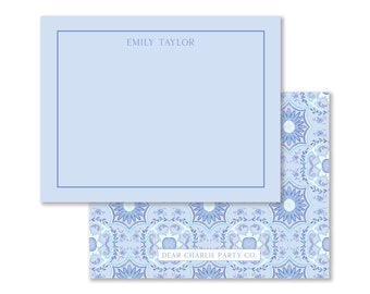 Blue Tile | A2 Flat Notecards | Personalized Stationery | Custom Gift | Luxury Paper Goods
