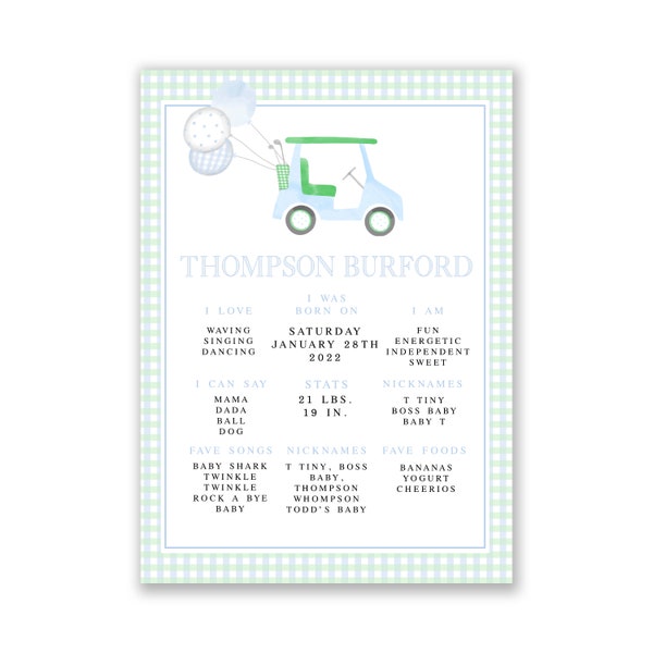 Printable Hole in ONE First Birthday Party Milestone Sign, Baby Firsts Poster, Digital Download