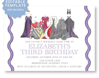 Digital Villain Party Invite - Editable Printable Birthday Card