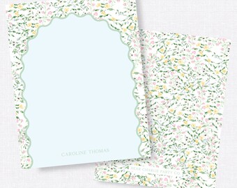 Spring Florals Wavy Arch Stationery, Notecard Set
