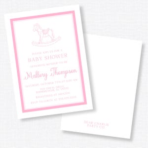 Printable Girls Baby Shower, Pink Rocking Horse Digital Invitation