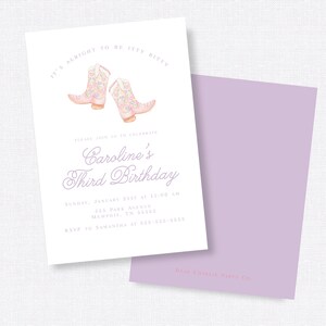 Itty Bitty Cowgirl Birthday Invitation, Girl Birthday Invitation, Printed Invitation