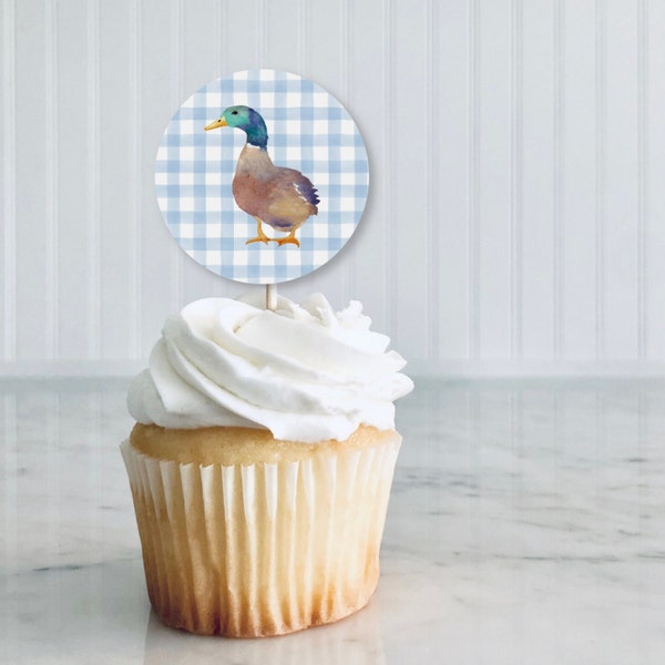 Printable Cupcake Toppers, Digital Download Cupcake Toppers, Instant Download PDF, Duck Cupcake Toppers