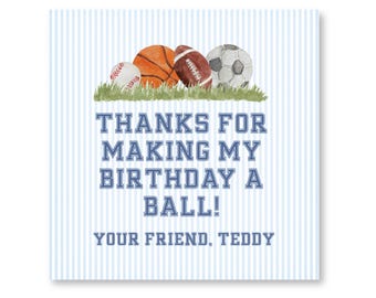 Sports Ball Birthday Thank You Tags, Goody Bag Tag