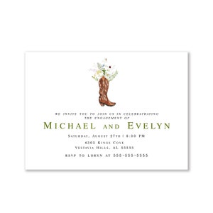 Engagement Party Invitation, Printed Invitation, Western Engagement Party