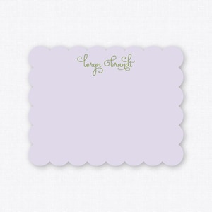 Personalized Scallop Notecards, Luxury Eggshell Paper | A2 Flat Cards