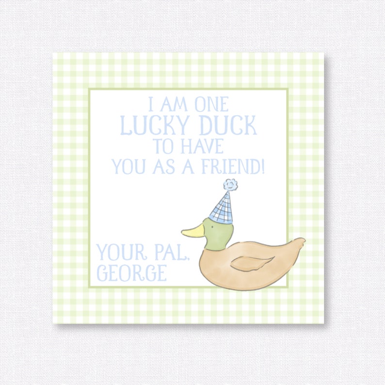 Lucky Duck Birthday Tag, Thank You Favor Card (Digital Download) image 3