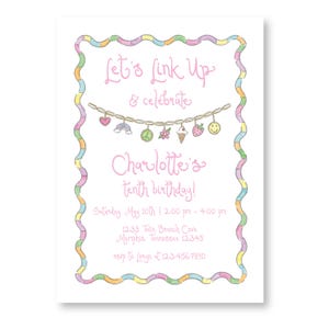 Charm Bracelet Birthday Party Invitation, Girl Birthday Party, Charm Bracelet Invitation