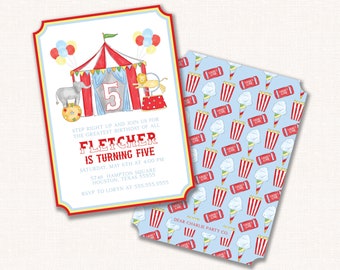 Circus Birthday Invitation, Ticket Invitation, Birthday Invitation, Printed Invitation