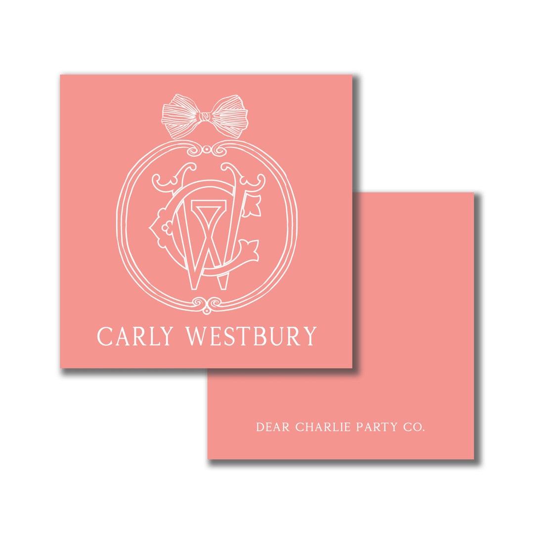 Monogram Enclosure Card, Personalized Enclosure Card, Interlocking Monogram Etsy