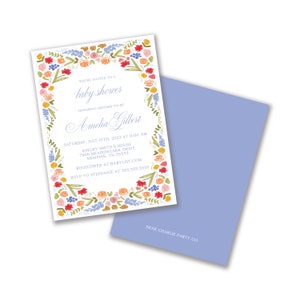 Bright Floral Boy Baby Shower Invitation, Printed Invitation