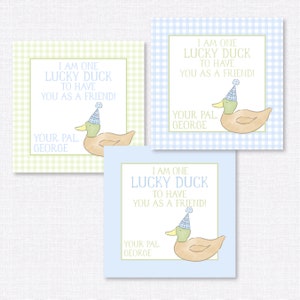 Lucky Duck Birthday Tag, Thank You Favor Card (Digital Download) image 1