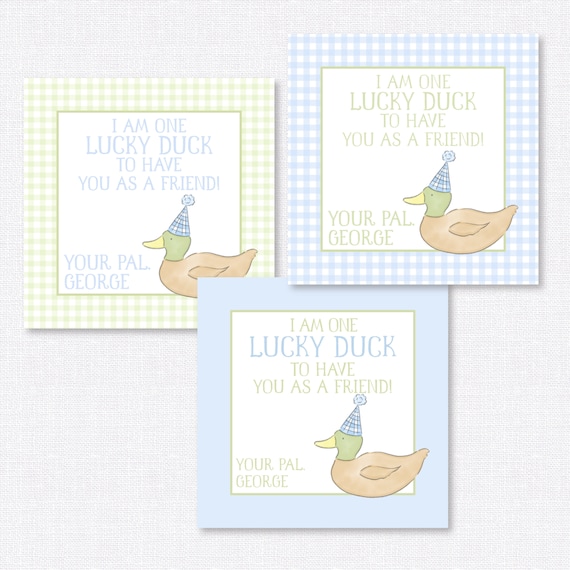 Lucky Duck Birthday Tag, Thank You Favor Card (Digital Download)