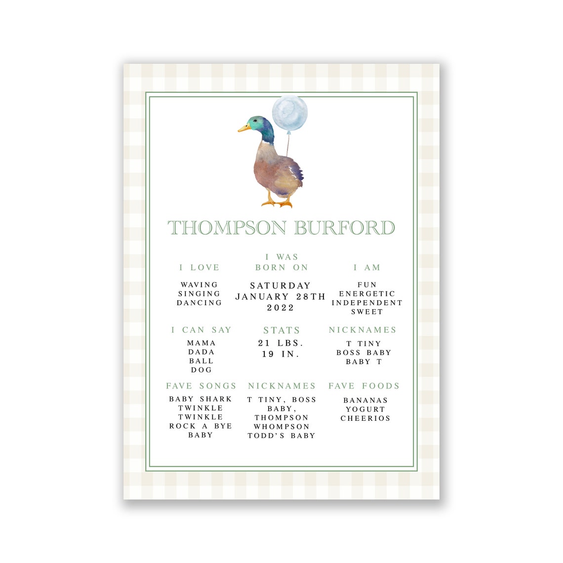 Printable ONE Lucky Duck First Birthday Party Milestone Sign Etsy