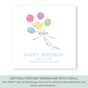 Printable Happy Birthday Gift Tag, Gift Tag Set, Birthday Enclosure Card Digital Download