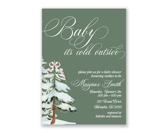 Baby It's Cold Outside Baby Girl Winter Baby Shower Invitation, Printed Invitation