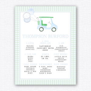 Cartel imprimible para primer cumpleaños de "Hoyo en uno", póster de "Primicias del bebé", descarga digital