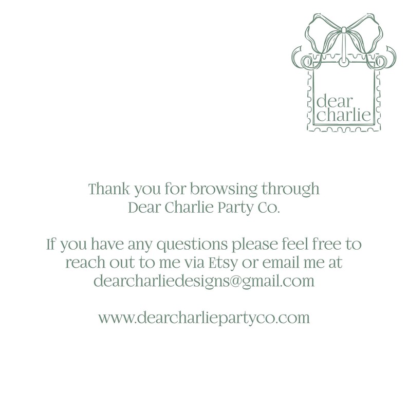 a thank card for a dear charlotte party