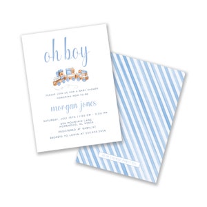 Boy Baby Shower Invitation, Wooden Train Toy Invitation, Boy Shower Invitation, Printed Invitation