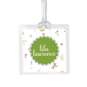 Personalized Flower Pattern Luggage Tag | Custom Backpack Name Tag