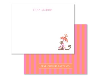Chinoiserie Monkey Notecards, Personalized Stationery | Luxury Paper