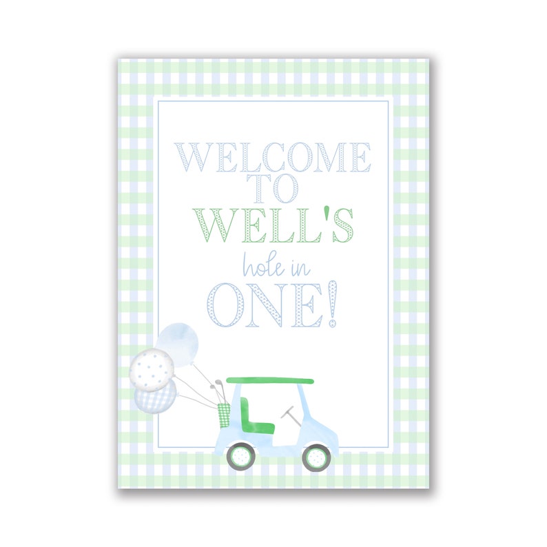 Hole in One Golf Printable Birthday Sign, Hole in One Birthday Sign, Printable Sign, Digital Download image 1
